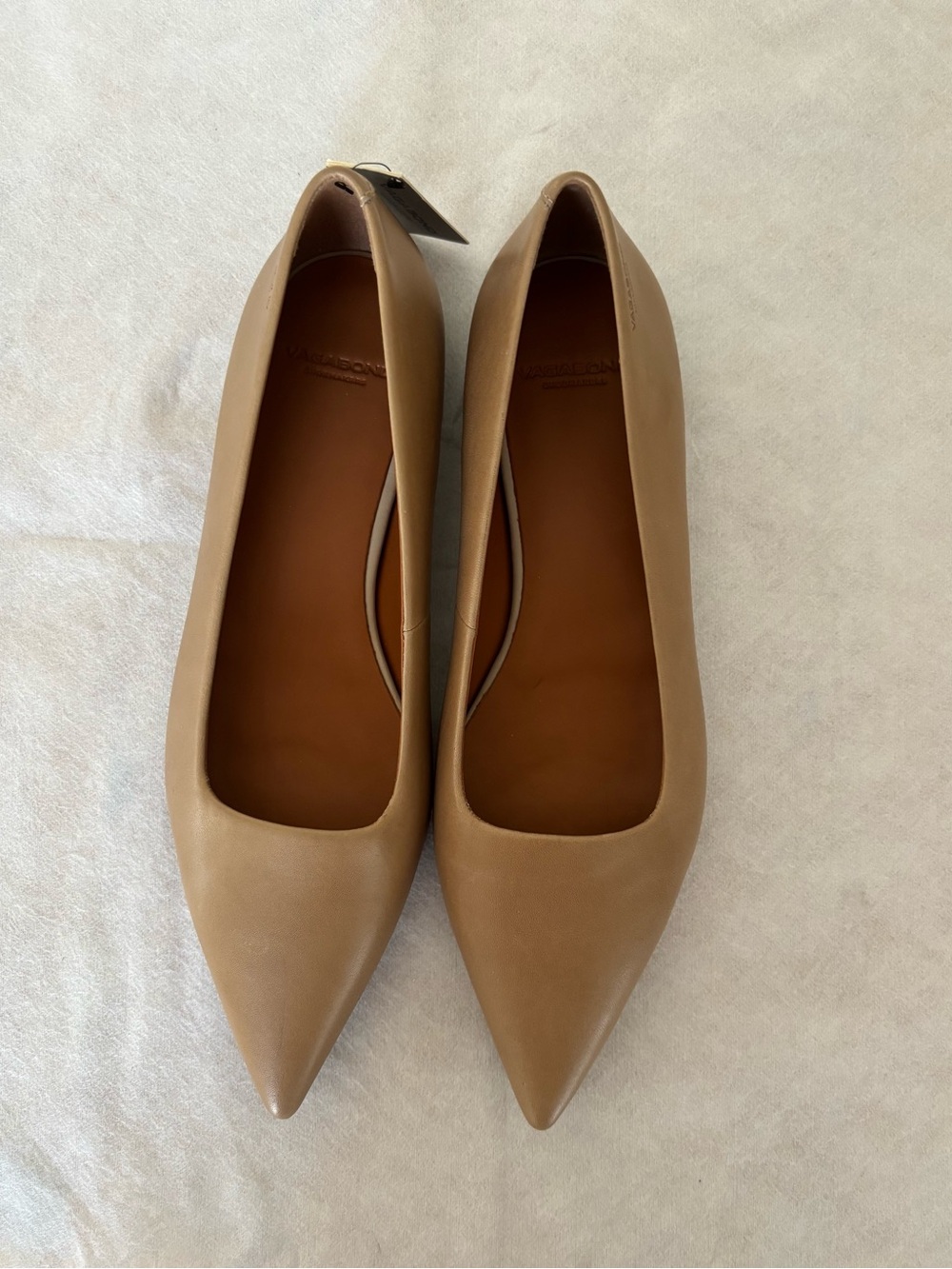 New Vagabond Shoemakers Hermine Pointed Leather Flats in Light Brown